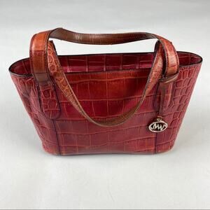 MONSAC Red Croc Embossed Satchel Mini Bag